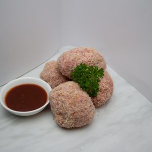 Beef Rissole on display.