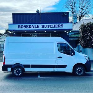 The van of Rosedale Butchers parked outside the company.